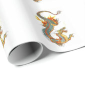 PAPIER CADEAU DRAGON COLORÉ PAR JAPONAIS (Coin rond)