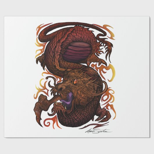 Papier Cadeau Dragon (conception de signature) (Plat)