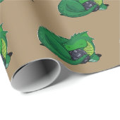 Papier Cadeau Dragon D20 vert (Coin rond)