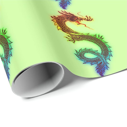 Papier Cadeau Dragon d'arc-en-ciel (Coin rond)