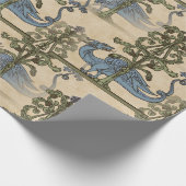 Papier Cadeau Dragon de Yule médiéval carrelé (Coin)