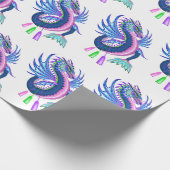 Papier Cadeau Dragon d'eau rose bleue (Coin)