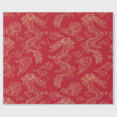 Papier Cadeau Dragon d'or (Plat)