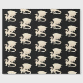 Papier Cadeau Dragon d'or en noir (Plat)