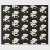 Papier Cadeau Dragon d'or sur fond noir (Plat)
