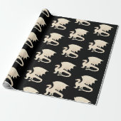 Papier Cadeau Dragon d'or sur fond noir (Déroulé)