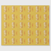 Papier Cadeau Dragon d'or sur Jaune (Plat)