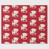 Papier Cadeau Dragon d'or sur rouge foncé (Plat)