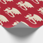 Papier Cadeau Dragon d'or sur rouge foncé (Coin)