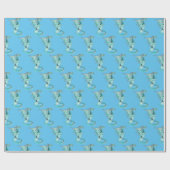Papier Cadeau Dragon Fantastique Bleu Ciel dans des Tons Céleste (Plat)