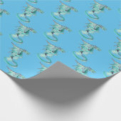 Papier Cadeau Dragon Fantastique Bleu Ciel dans des Tons Céleste (Coin)