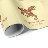 Papier Cadeau Dragon flamboyant sur Gold Personal (Coin rond)