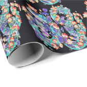 Papier Cadeau dragon floral (Coin rond)