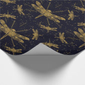Papier Cadeau Dragon fly motif ornemental foncé (Coin)