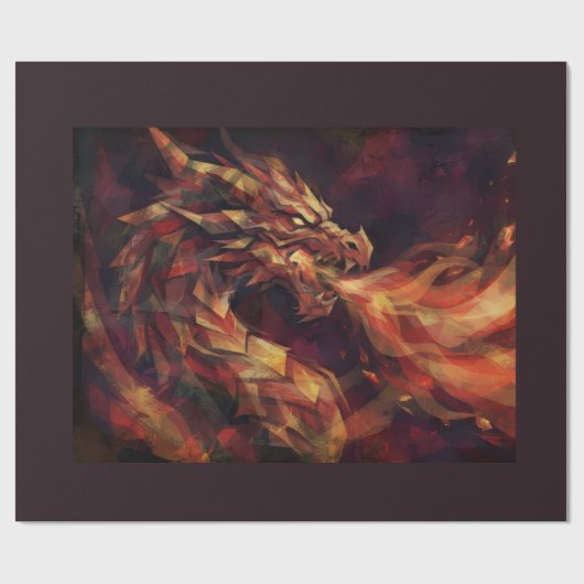 Papier Cadeau Dragon Fougueux (Plat)