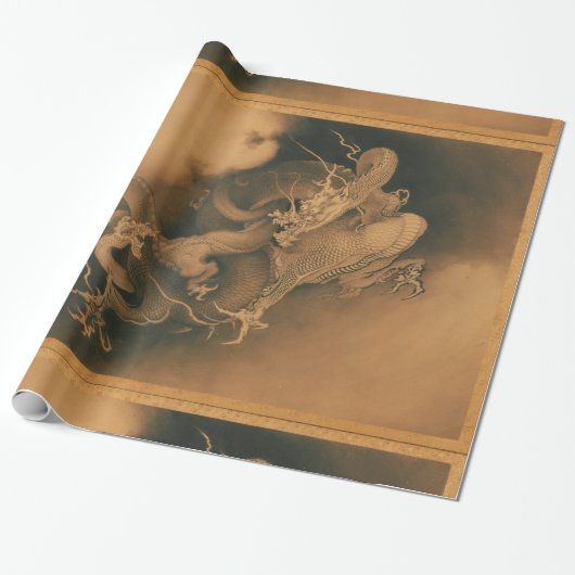 Papier Cadeau Dragon japonais vintage (Déroulé)