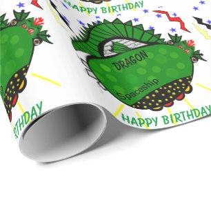 Papier Cadeau Dragon l'Anniversaire de enfant de vaisseau spatia