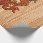 Papier Cadeau Dragon Oriental Rouge en Bambou (Coin)