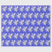 Papier Cadeau Dragon Rampant Argent (Plat)