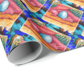 Papier Cadeau Dragon rouge (Coin rond)