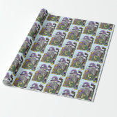 Papier Cadeau Dragon Sorcier Celtique Fantastique Violet (Déroulé)