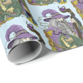 Papier Cadeau Dragon Sorcier Celtique Fantastique Violet (Coin rond)