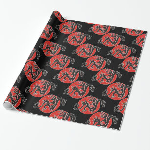 Papier Cadeau Dragon Sun - noir rouge blanc + vos idées