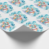 Papier Cadeau Dragon turquoise avec Balloon Arch fête d'annivers (Coin)