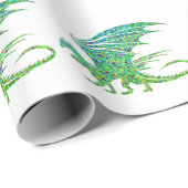 Papier Cadeau Dragon vert de mosaïque Extraordinaire (Coin rond)