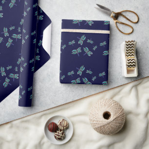 Papier Cadeau Dragonflies bleu turquoise