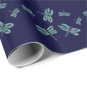 Papier Cadeau Dragonflies bleu turquoise (Coin rond)