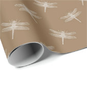 Papier Cadeau Dragonflies Brown à la crème (Coin rond)