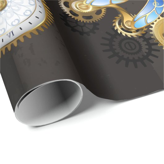 Papier Cadeau Dragonflies de Steampunk sur arrière - plan rayé b (Coin rond)