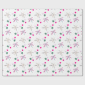 Papier Cadeau Dragonflies et Fleurs sur blanc (Plat)
