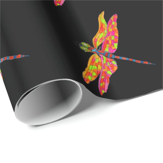 Papier Cadeau Dragonfly art (Coin rond)