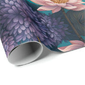 Papier Cadeau Dragonfly dans un jardin fleuri la nuit (Coin rond)