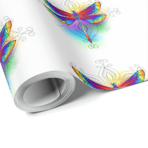 Papier Cadeau Dragonfly en arc-en-ciel