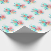 Papier Cadeau Dragonfly rouge sur l'arrière - plan aquarelle (Coin)