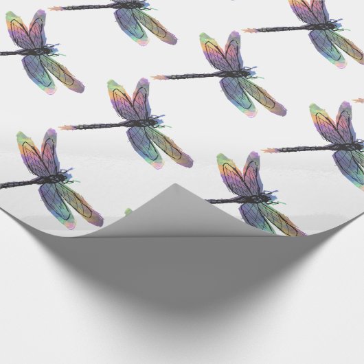 Papier Cadeau Dragonfly tirée à la main avec arc-en-ciel (Coin)