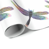 Papier Cadeau Dragonfly tirée à la main avec arc-en-ciel (Coin rond)