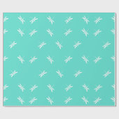 Papier Cadeau Dragonfly turquoise et blanche (Plat)