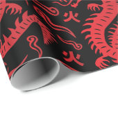 Papier Cadeau Dragons chinois (Coin rond)