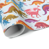 Papier Cadeau Dragons Colorés (Coin rond)