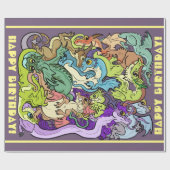 Papier Cadeau Dragons De Parti Emballés (Plat)
