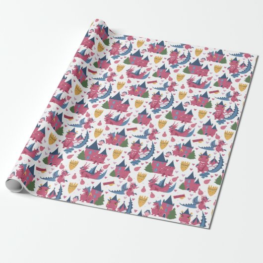 Papier Cadeau Dragons et châteaux (Déroulé)