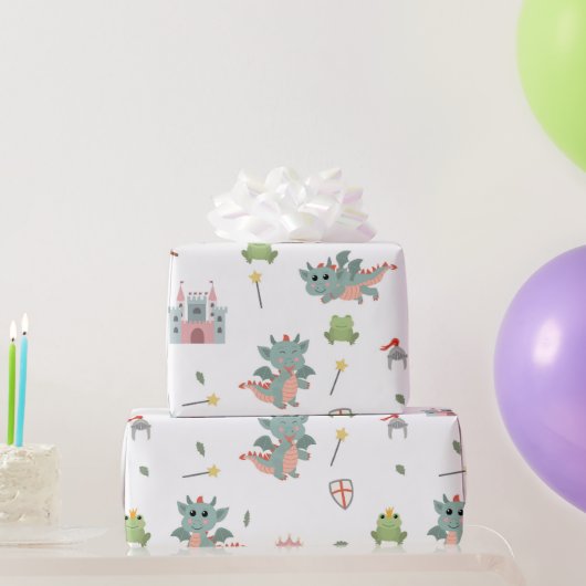 Papier Cadeau Dragons Knights Fairytale Château médiéval (Cadeaux de fête)