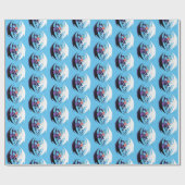 Papier Cadeau Dragons Love Heart Blue (Plat)