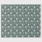 Papier Cadeau Dragons Mignons Pastel Bleu Et Vert (Plat)