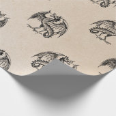 Papier Cadeau Dragons noirs sur Tan (Coin)