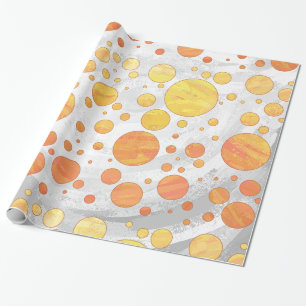 Papier Cadeau Dragons Oeil Orange Polka Motif
